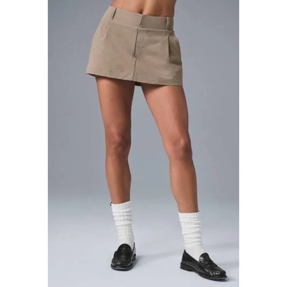 Alo Yoga Fan Club Mini Skirt Gravel XS